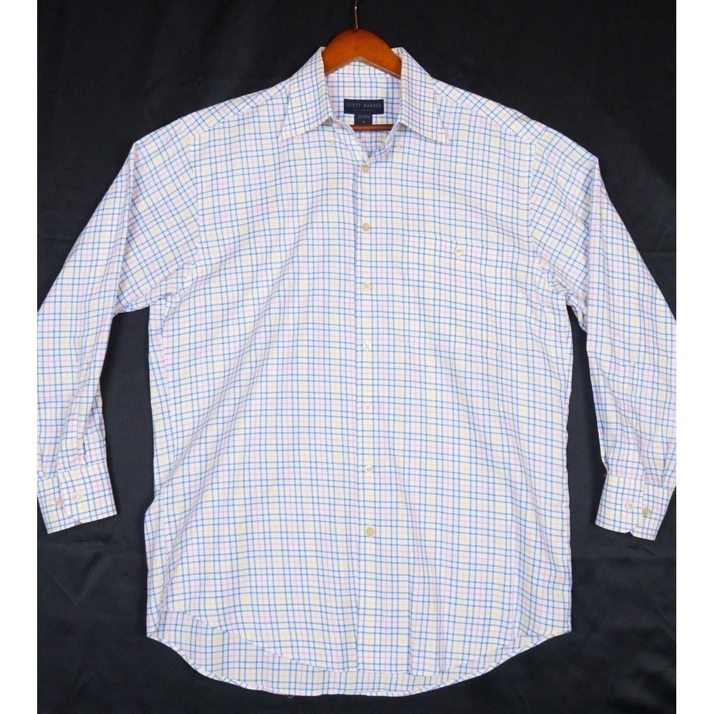 Scott Barber Button Down Men M Multi Color Tattersall Check Plaid 100% Cotton